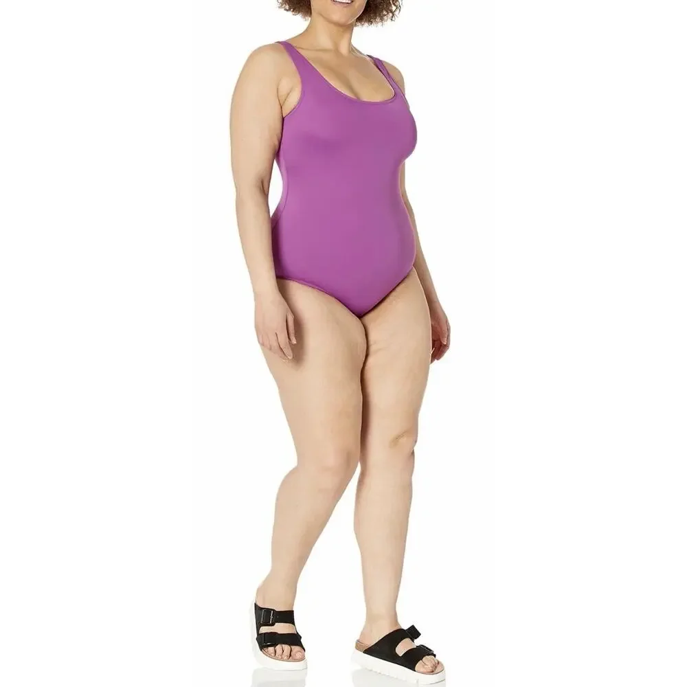 Amazon Essentials Women's One-Piece Coverage Swimsuit Violet Women’s 6X NWT